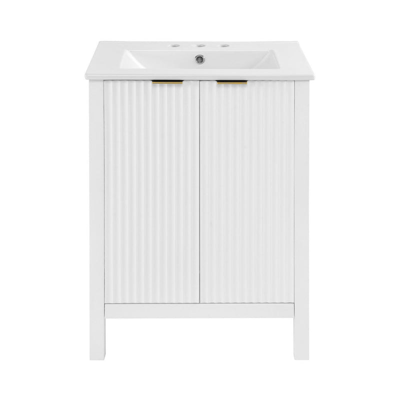 Swiss Madison Bastille 24 in. White Bathroom Vanity With White, 3-Hole Ceramic Sink Top - SM-BV290-3