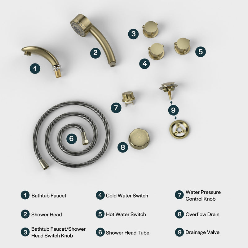 Empava Bathtub Faucet Fixtures For EMPV-67JT351LED Whirlpool Waterfall Tub ACC-351BB