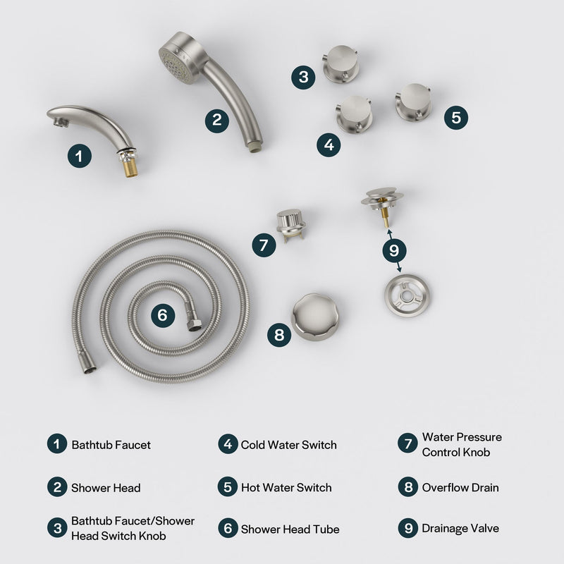Empava Bathtub Faucet Fixtures For EMPV-67JT351LED Whirlpool Waterfall Tub ACC-351BB