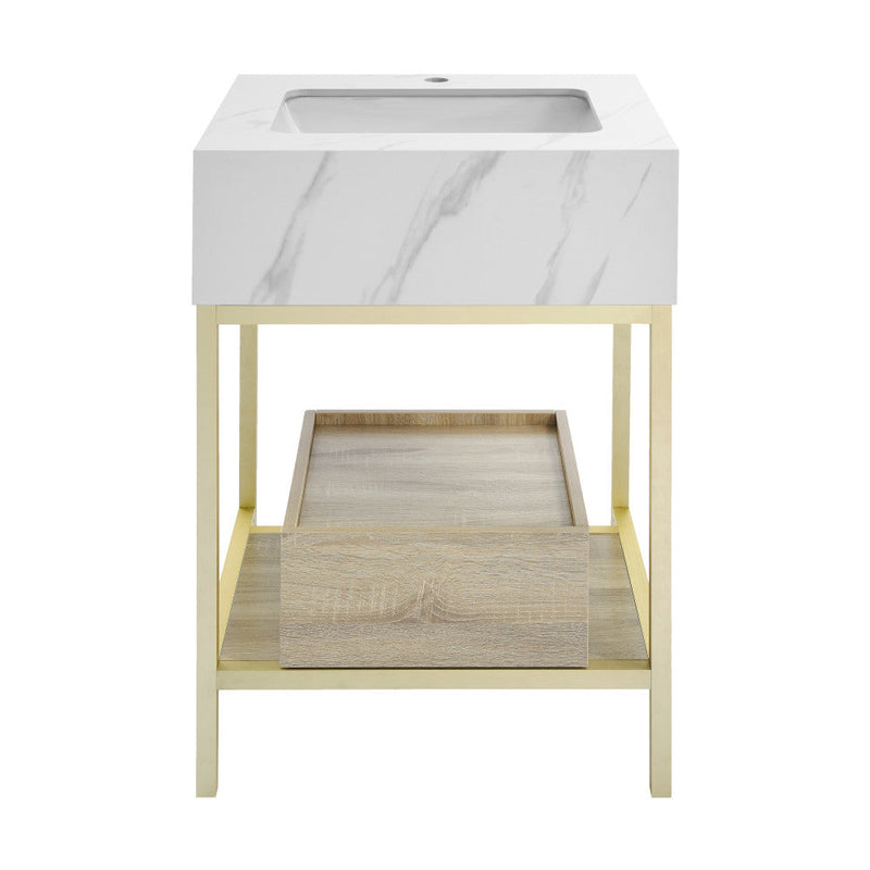 Swiss Madison Beau 24" Freestanding, Bathroom Vanity in Oak and Calacatta - SM-BV720KGCA