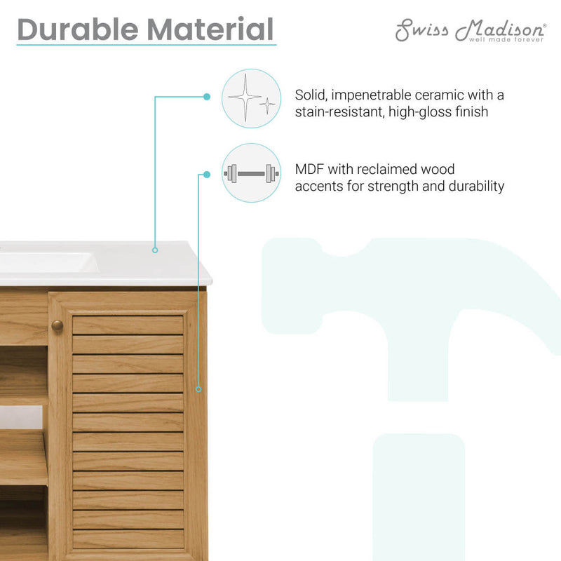 Swiss Madison Bron 36" Bathroom Vanity in Oak - SM-BV374