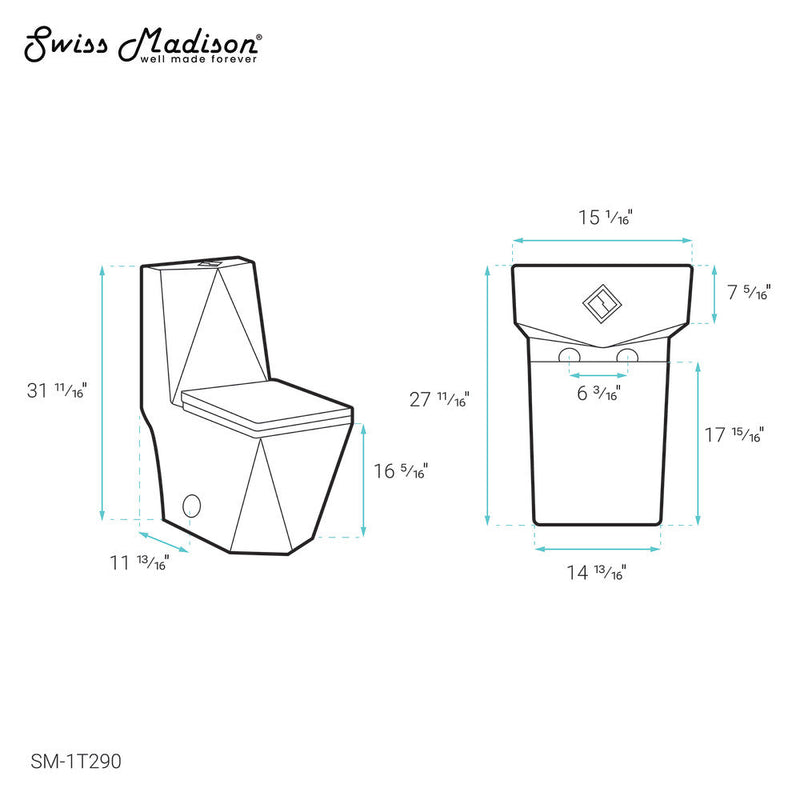 Swiss Madison Brusque One-Piece Square Toilet Dual-Flush 1.1/1.6 gpf - SM-1T290