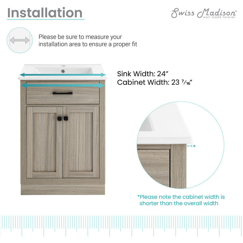 Swiss Madison Burdon 24" Bathroom Vanity in Oak - SM-BV432