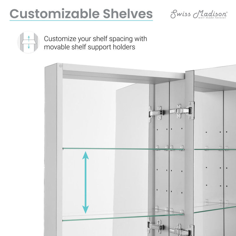 Swiss Madison Cache 20 in. x 30 in. Mirrored Aluminum Medicine Cabinet - SM-MC001