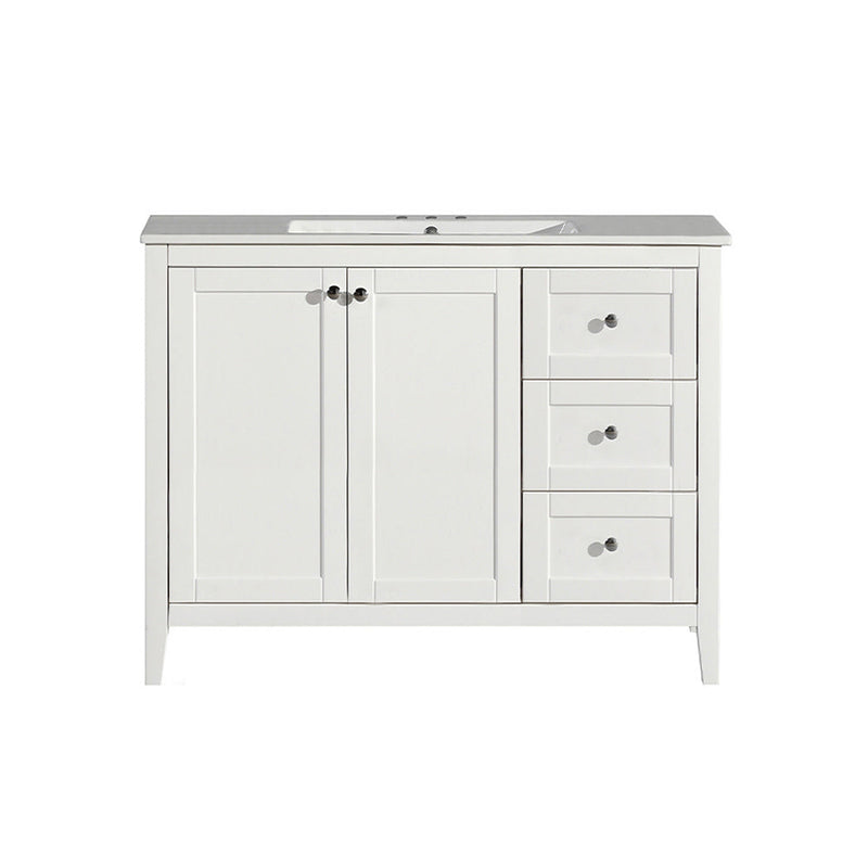 Swiss Madison Cannes 48 in. White Bathroom Vanity With White, 3-Hole Ceramic Sink Top - SM-BV414-3