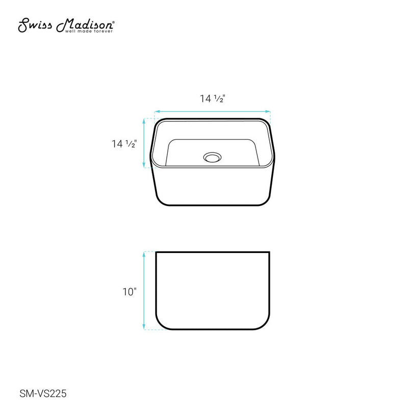 Swiss Madison Carre 14.5" Square Vessel Bathroom Sink - SM-VS225