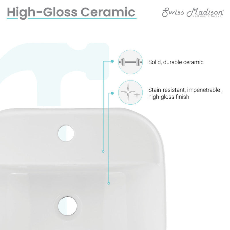 Swiss Madison Carre 17.5" Wall-Mount Bathroom Sink - SM-WS341