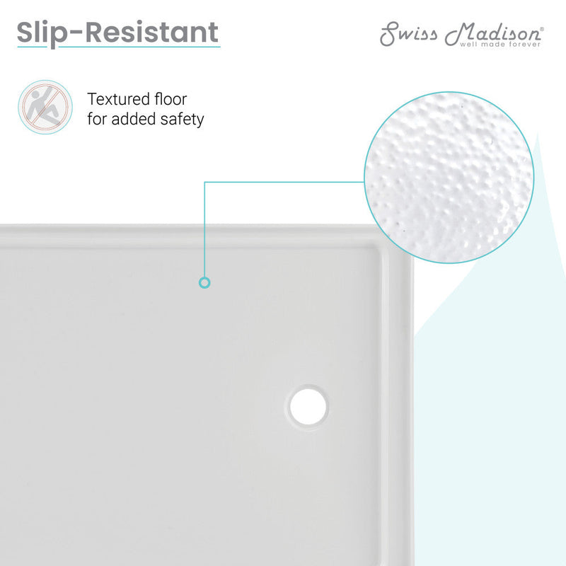 Swiss Madison Carre 48" x 36" Acrylic White, Single-Threshold, Right Drain, Shower Base - SM-SB542