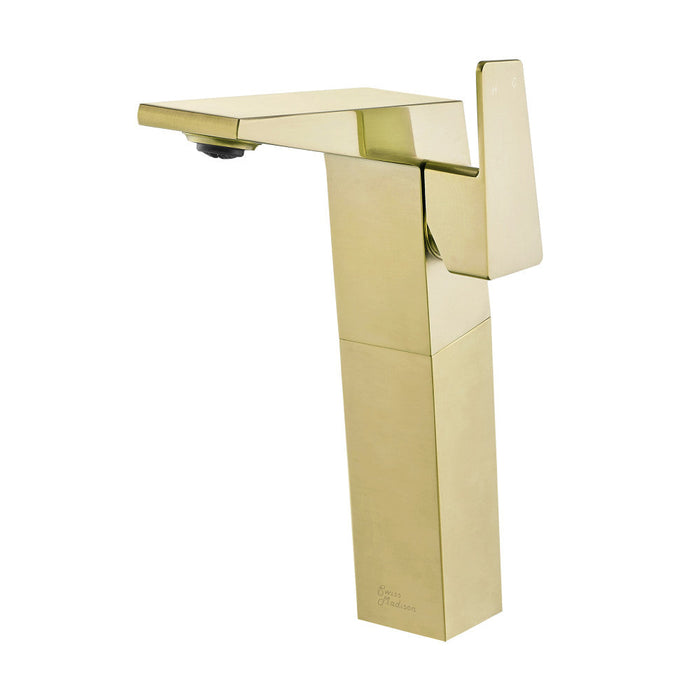 Swiss Madison Carre Single Hole, Single-Handle, High Arc Bathroom Faucet in Brushed Gold - SM-BF31BG