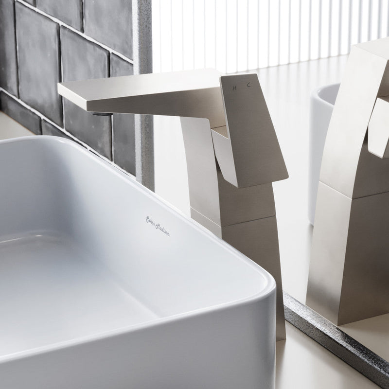 Swiss Madison Carre Single Hole, Single-Handle, High Arc Bathroom Faucet in Brushed Nickel - SM-BF31BN