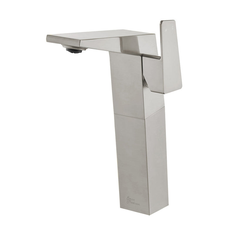 Swiss Madison Carre Single Hole, Single-Handle, High Arc Bathroom Faucet in Brushed Nickel - SM-BF31BN