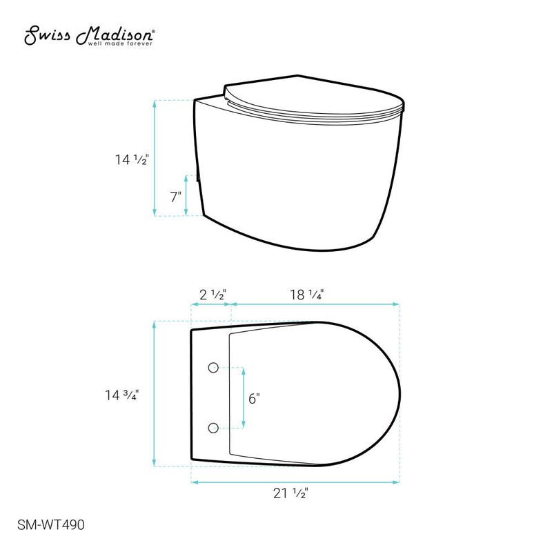 Swiss Madison Classe Wall-Hung Elongated Toilet Bowl - SM-WT490