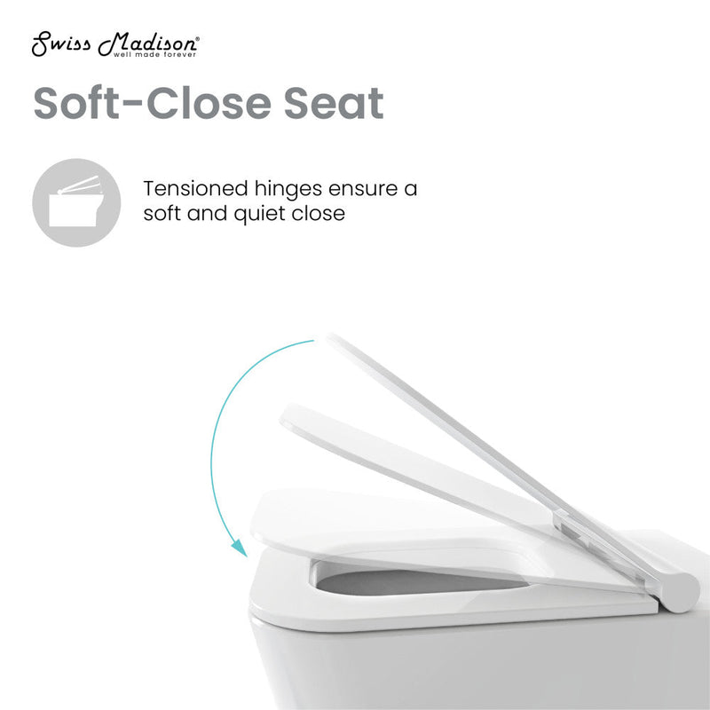 Swiss Madison Carre Back to Wall Toilet Bowl Bundle in Glossy White - SM-WK530-01C