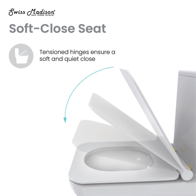 Swiss Madison Carre One Piece Square Toilet Dual Flush, Brushed Gold Hardware 1.1/1.6 gpf - SM-1T256HG