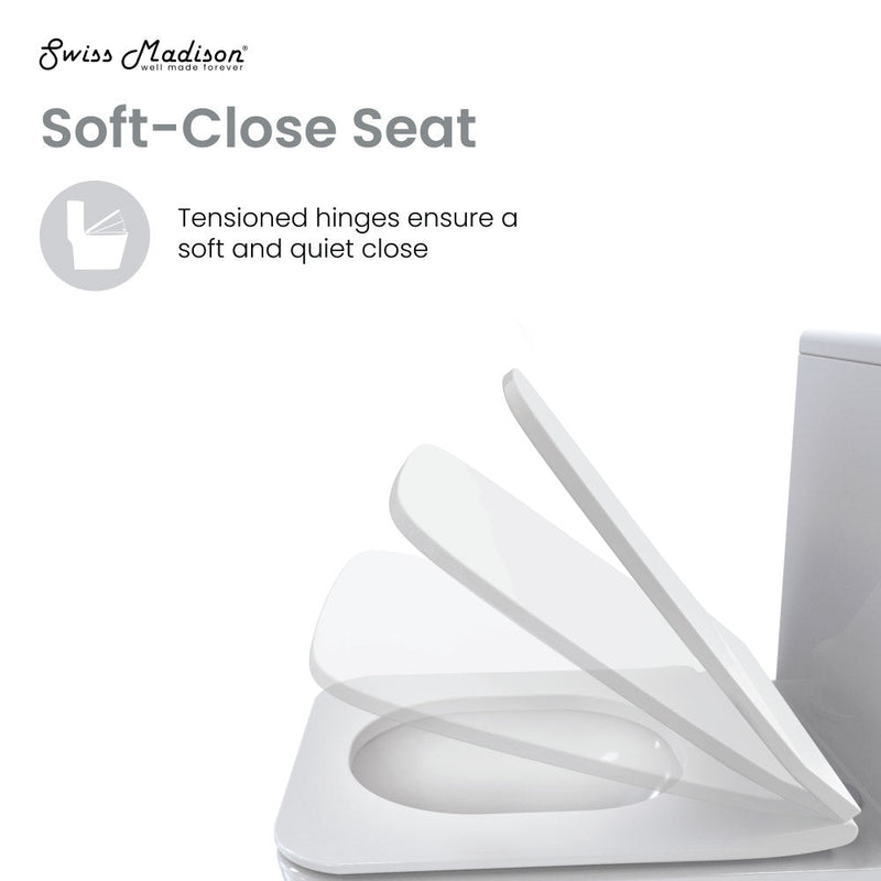 Swiss Madison Carre One Piece Square Toilet Left Side Flush, 10" Rough-In 1.28 gpf - SM-1T272