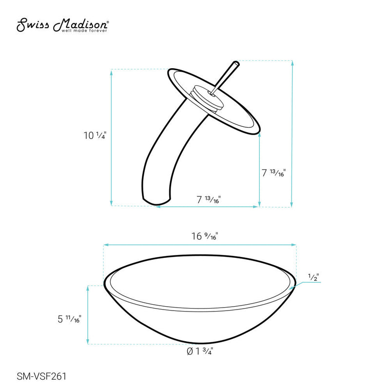Swiss Madison Cascade 16.5 Glass Vessel Sink with Faucet, Ember Red - SM-VSF261