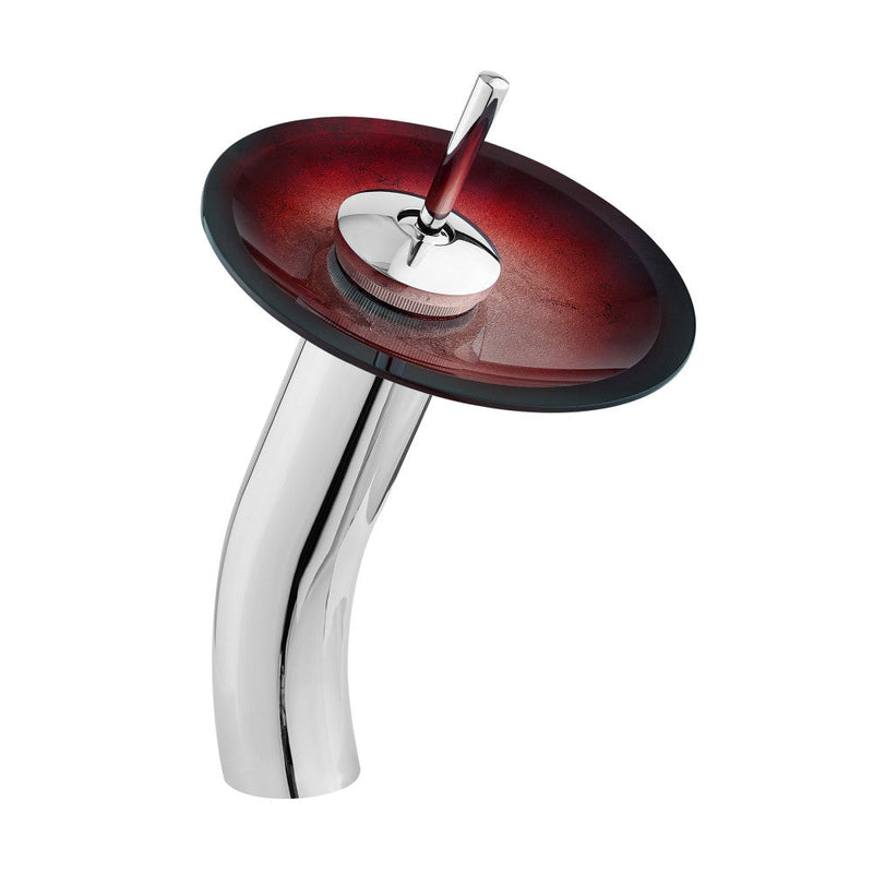 Swiss Madison Cascade 16.5 Glass Vessel Sink with Faucet, Ember Red - SM-VSF261