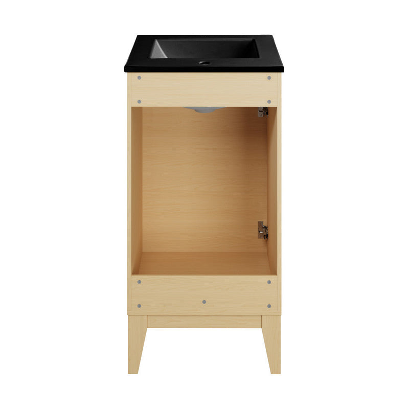 Swiss Madison Cascade 18 in. Natural Oak Bathroom Vanity With Black Ceramic Sink Top - SM-BV560MB