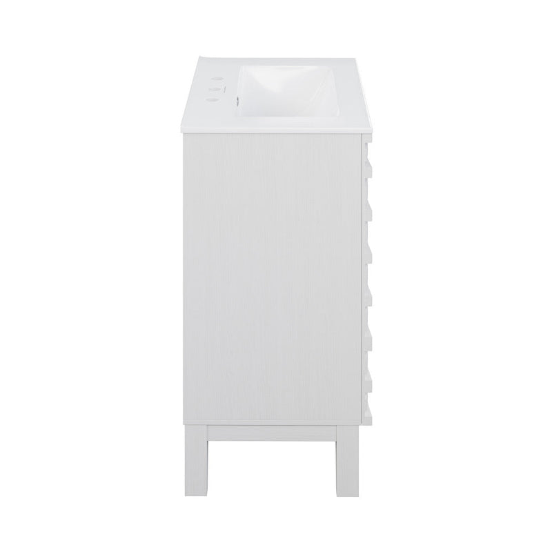 Swiss Madison Cascade 24 in. White Oak Bathroom Vanity With White, 3-Hole Ceramic Sink Top - SM-BV470W-3