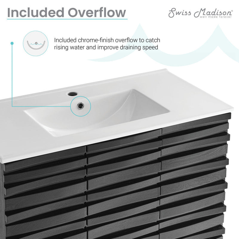 Swiss Madison Cascade 36" Bathroom Vanity in Black - SM-BV471B