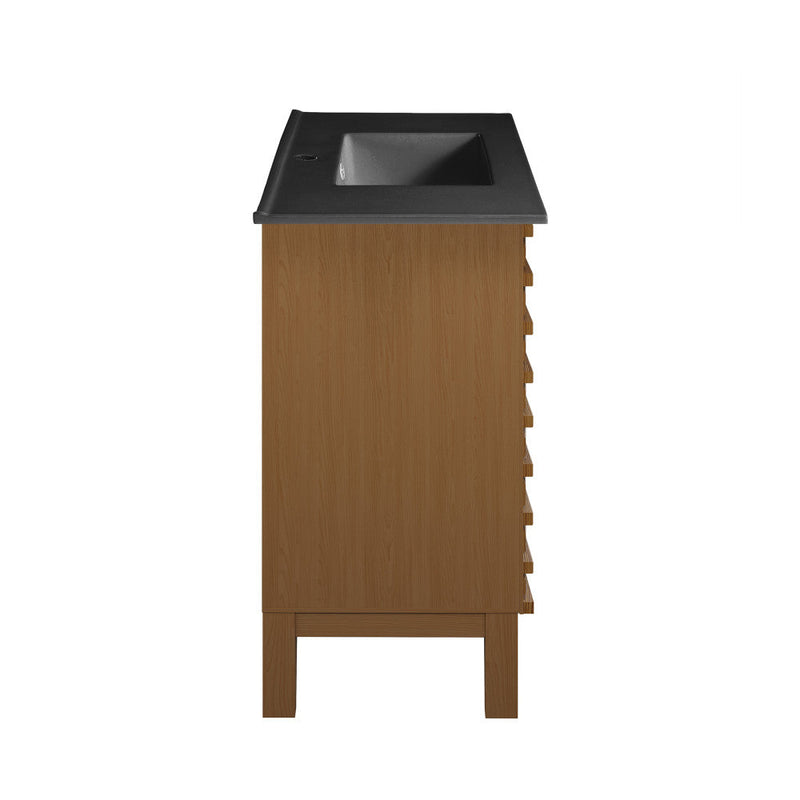 Swiss Madison Cascade 36 in. Brown oak Bathroom Vanity With Black Ceramic Sink Top - SM-BV471BKMB