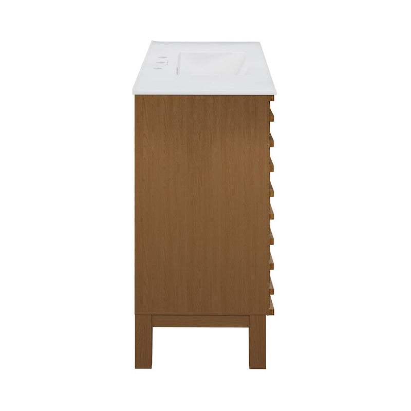 Swiss Madison Cascade 36 in. Brown oak Bathroom Vanity With White, 3-Hole Ceramic Sink Top - SM-BV471BK-3