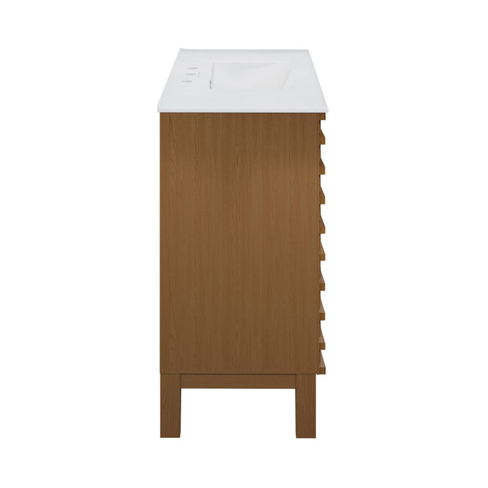 Swiss Madison Cascade 36 in. Brown oak Bathroom Vanity With White, 3-Hole Ceramic Sink Top - SM-BV471BK-3