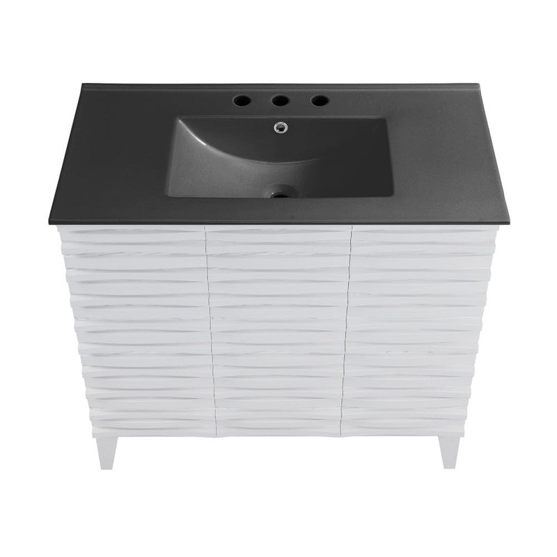 Swiss Madison Cascade 36 in. White Oak Bathroom Vanity With Black, 3-Hole Ceramic Sink Top - SM-BV471W-3MB