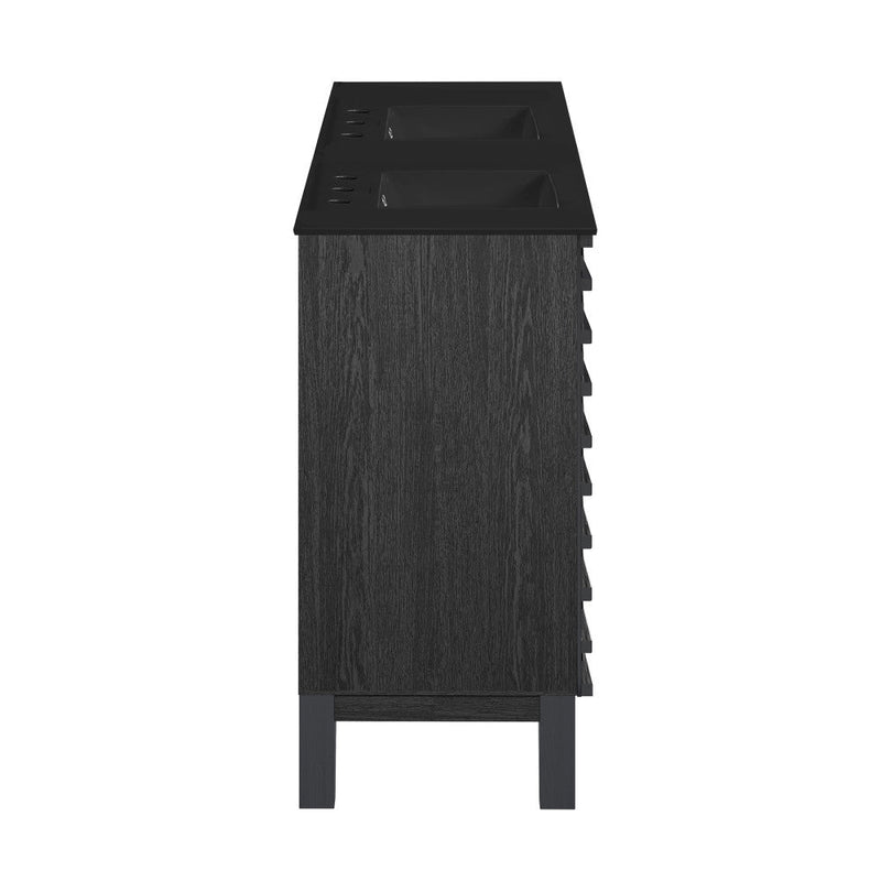 Swiss Madison Cascade 48 in. Black Oak, Double Basin Bathroom Vanity With Black, 3-Hole Ceramic Sink Top - SM-BV557BD-3MB