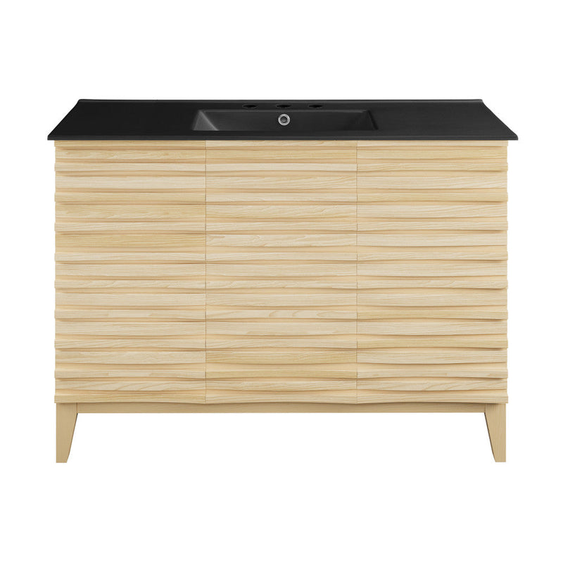 Swiss Madison Cascade 48 in. Natural Oak Bathroom Vanity With Black, 3-Hole Ceramic Sink Top - SM-BV557-3MB