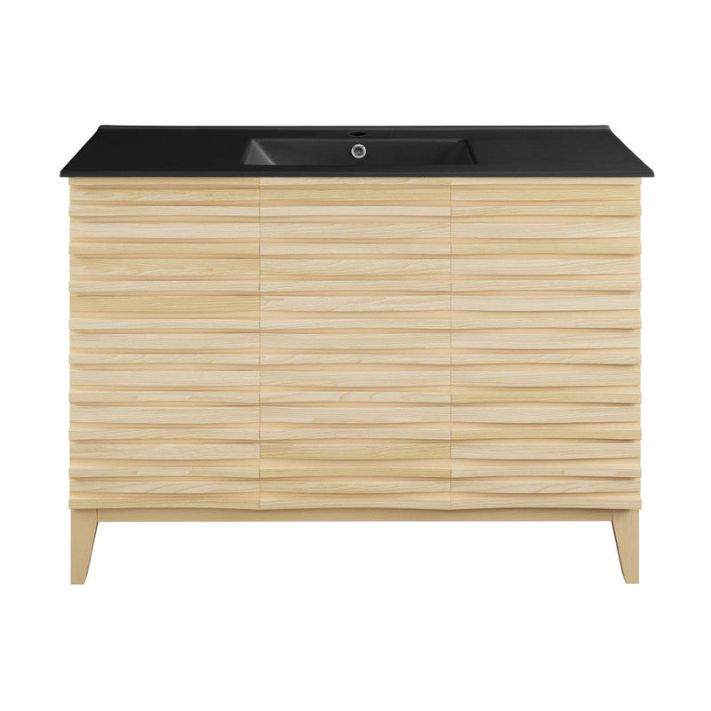 Swiss Madison Cascade 48 in. Natural Oak Bathroom Vanity With Black Ceramic Sink Top - SM-BV557MB