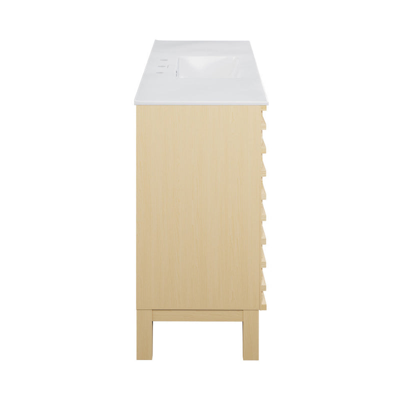 Swiss Madison Cascade 48 in. Natural Oak Bathroom Vanity With White, 3-Hole Ceramic Sink Top - SM-BV557-3