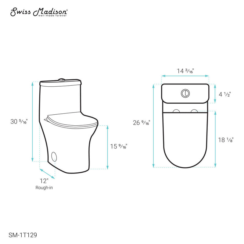 Swiss Madison Cascade One-Piece Toilet Dual-Flush 0.8/1.28 gpf - SM-1T129
