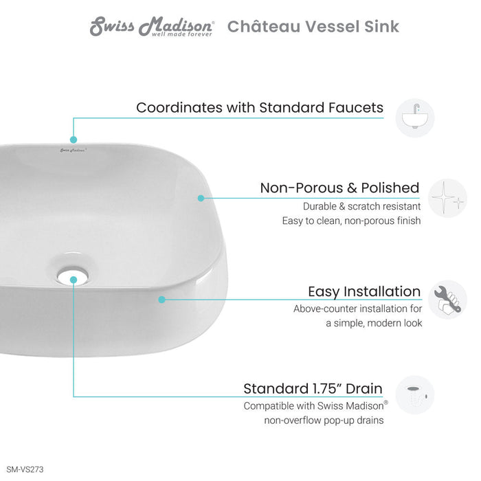 Swiss Madison Chateau 18 Square Ceramic Vessel Sink - SM-VS273