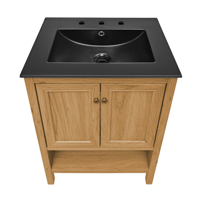 Swiss Madison Château 24 in. Natural Oak Bathroom Vanity With Black, 3-Hole Ceramic Sink Top - SM-BV240-3MB