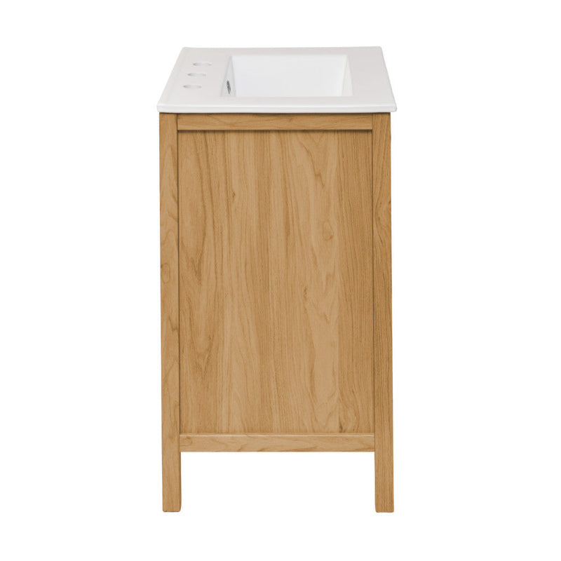 Swiss Madison Château 24 in. Natural Oak Bathroom Vanity With White, 3-Hole Ceramic Sink Top - SM-BV240-3