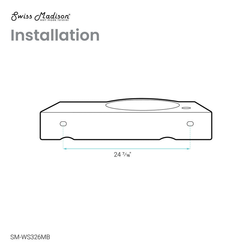 Swiss Madison Chateau 30" Left Side Faucet Wall-Mount Bathroom Sink in Matte Black - SM-WS326MB
