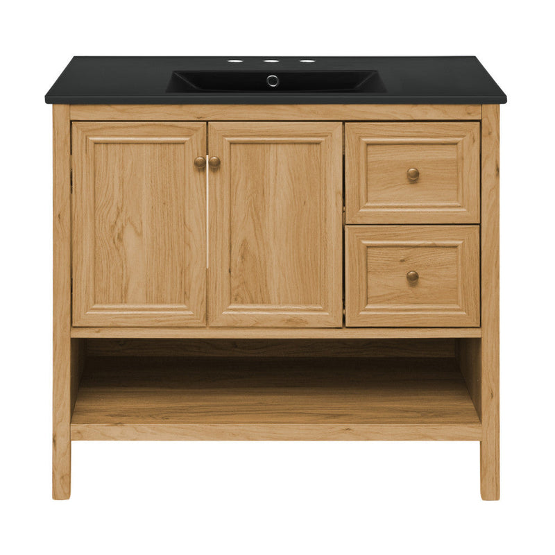 Swiss Madison Château 36 in. Brown Oak Bathroom Vanity With Black, 3-Hole Ceramic Sink Top - SM-BV241-3MB