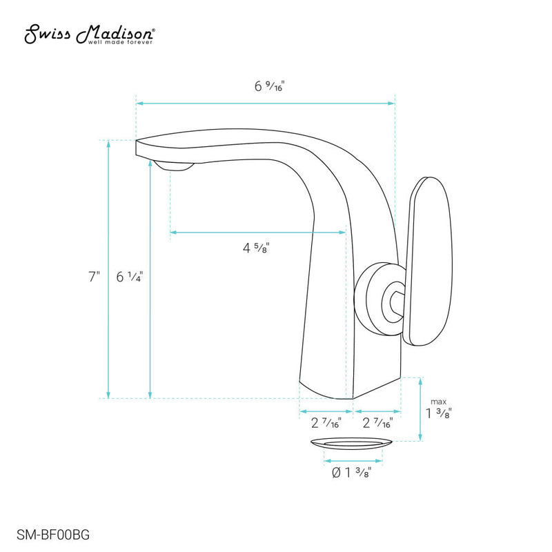 Swiss Madison Chateau Single Hole, Single-Handle, Bathroom Faucet in Brushed Gold - SM-BF00BG