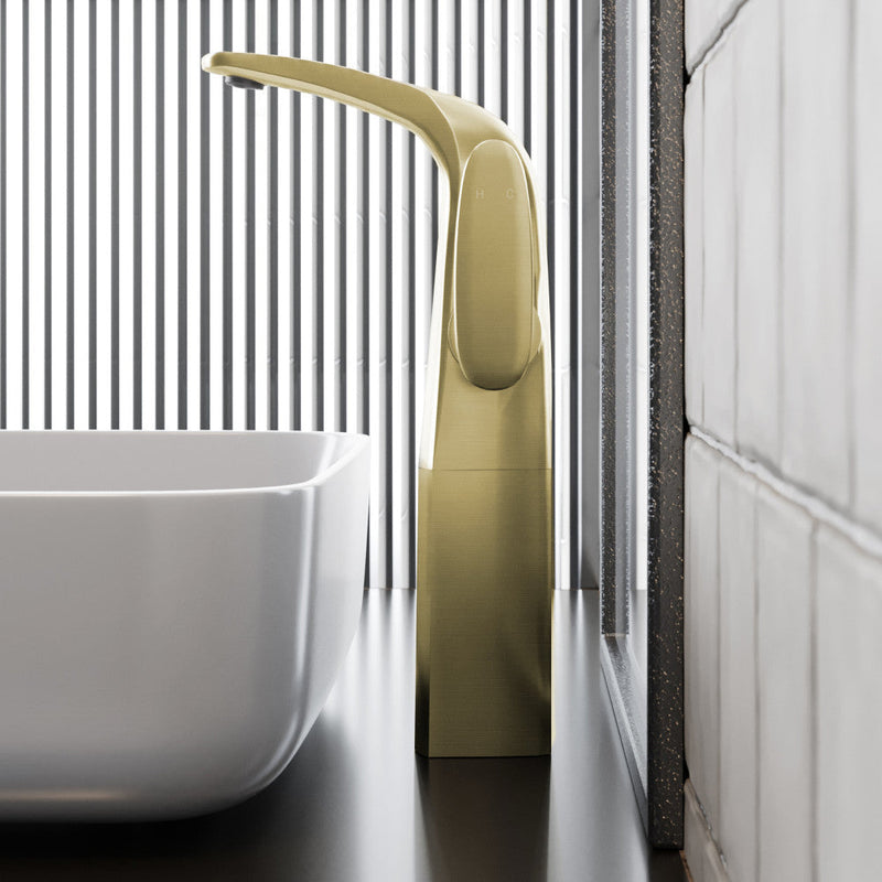 Swiss Madison Chateau Single Hole, Single-Handle, High Arc Bathroom Faucet in Brushed Gold - SM-BF01BG