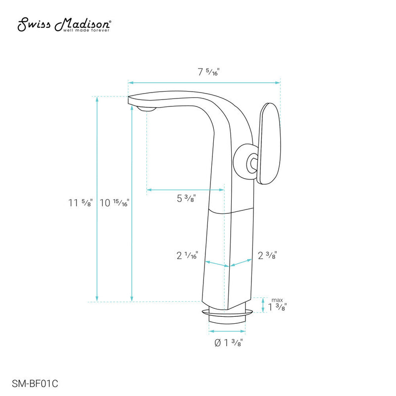 Swiss Madison Chateau Single Hole, Single-Handle, Bathroom Faucet in Chrome - SM-BF01C