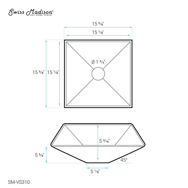 Swiss Madison Claire 15.5" Glass Vessel Sink, Black - SM-VS310