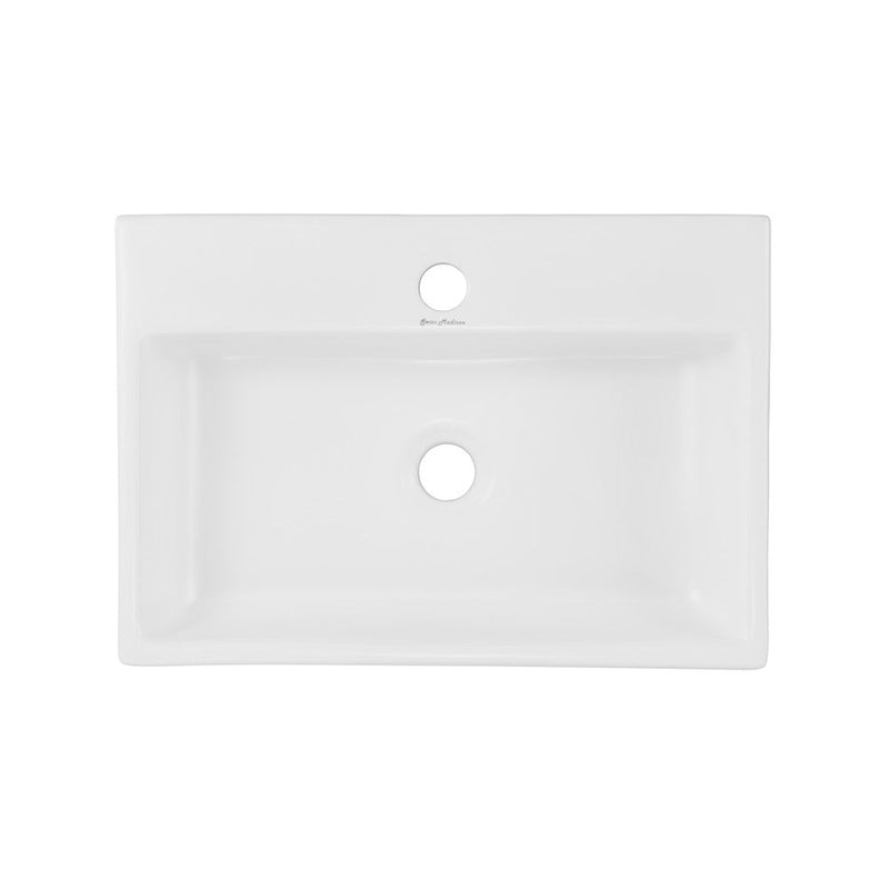 Swiss Madison Claire 20 Rectangle Ceramic Vessel Sink, Matte White - SM-VS203MW