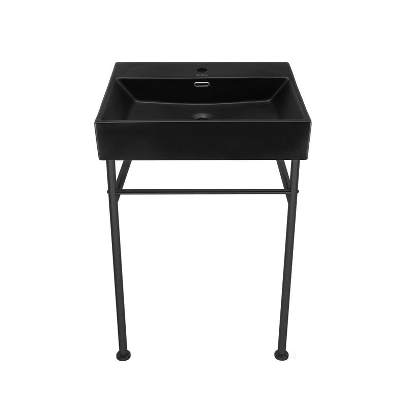 Swiss Madison Claire 24 Ceramic Console Sink Matte Black Basin Black Legs - SM-CS781