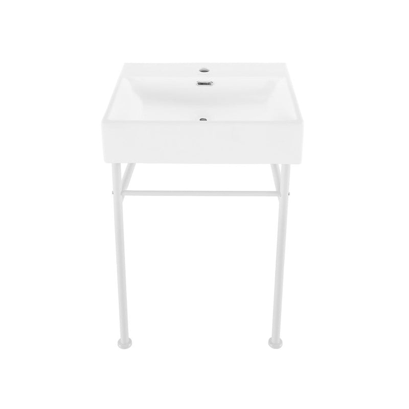 Swiss Madison Claire 24 Ceramic Console Sink White Basin Matte White Legs - SM-CS741