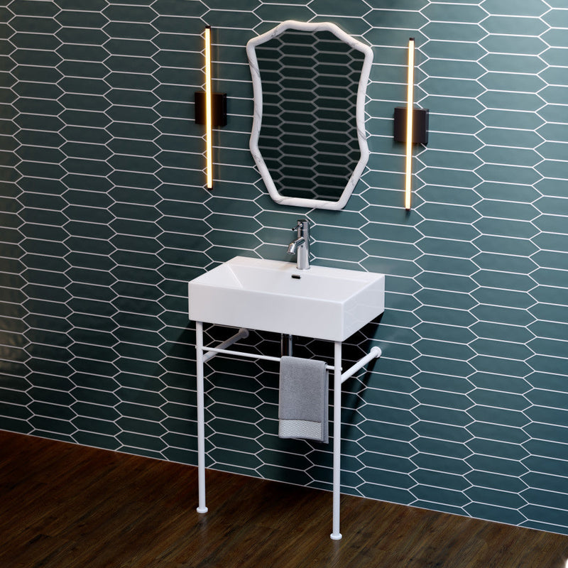 Swiss Madison Claire 24 Ceramic Console Sink White Basin Matte White Legs - SM-CS741