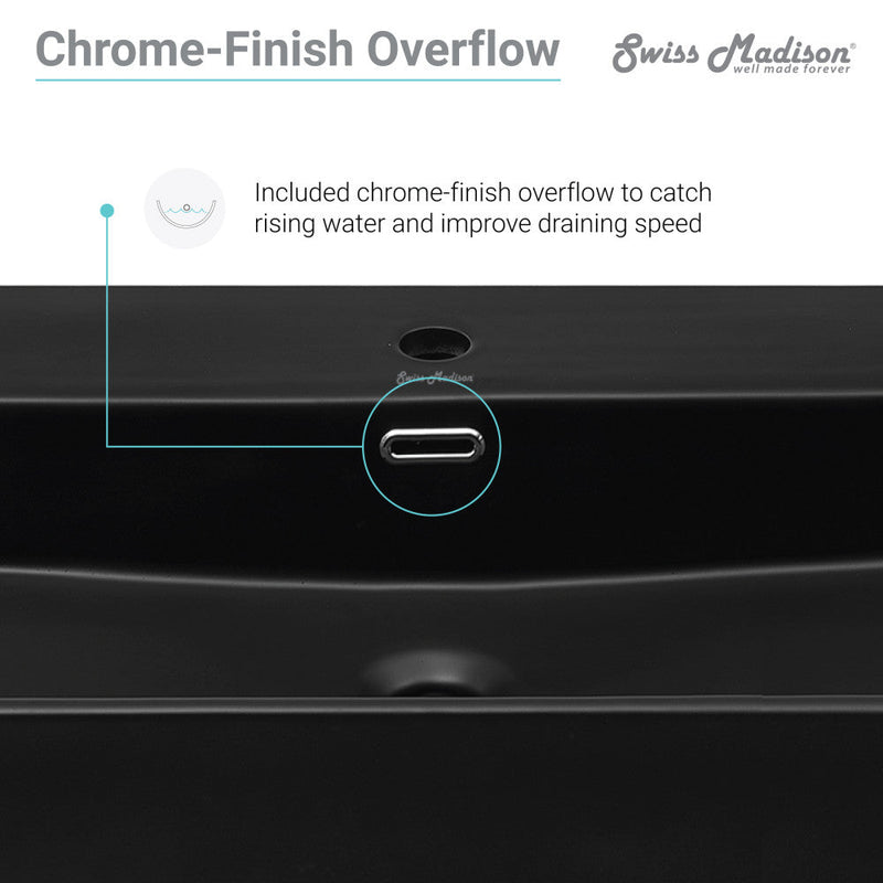 Swiss Madison Claire 30 Ceramic Console Sink Matte Black Basin Gold Legs - SM-CS752