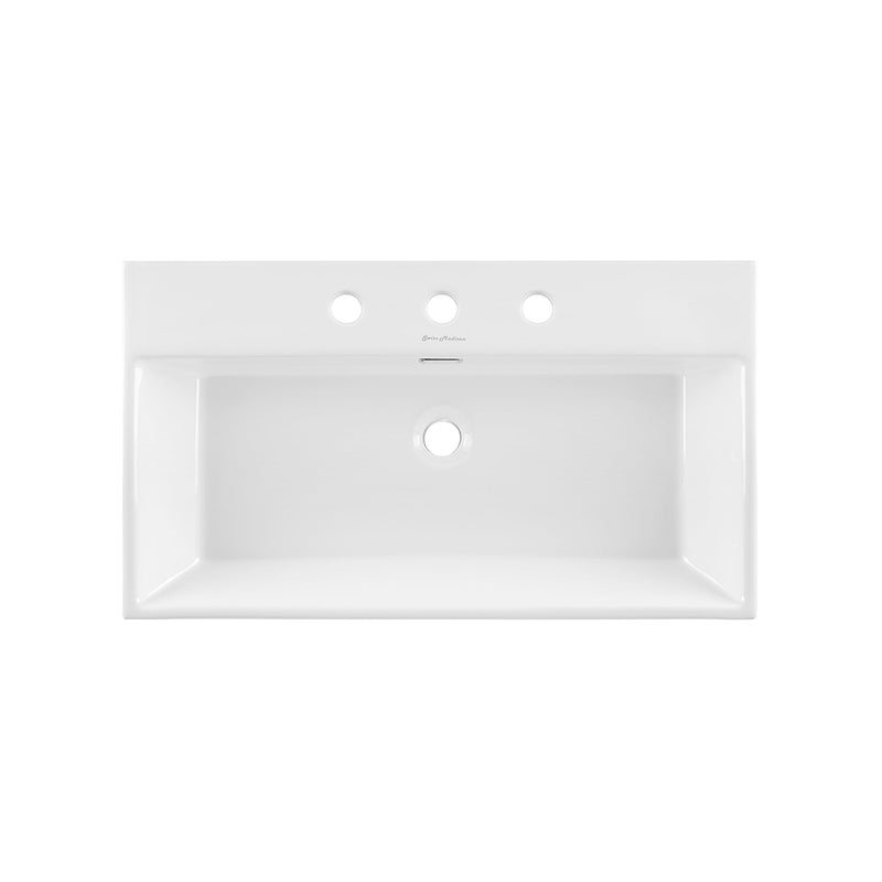 Swiss Madison Claire 30" Console Sink White Basin Black Legs with 8" Widespread Holes - SM-CS772-3