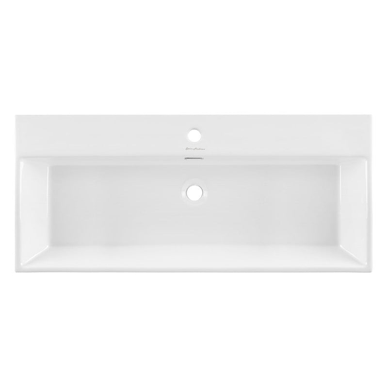 Swiss Madison Claire 40 Ceramic Console Sink White Basin Black Legs - SM-CS734