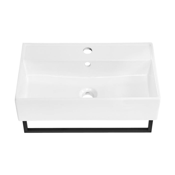 Swiss Madison Claire 22" Wall-Mount Bathroom Sink with Black Towel Bar - SM-WS344BT